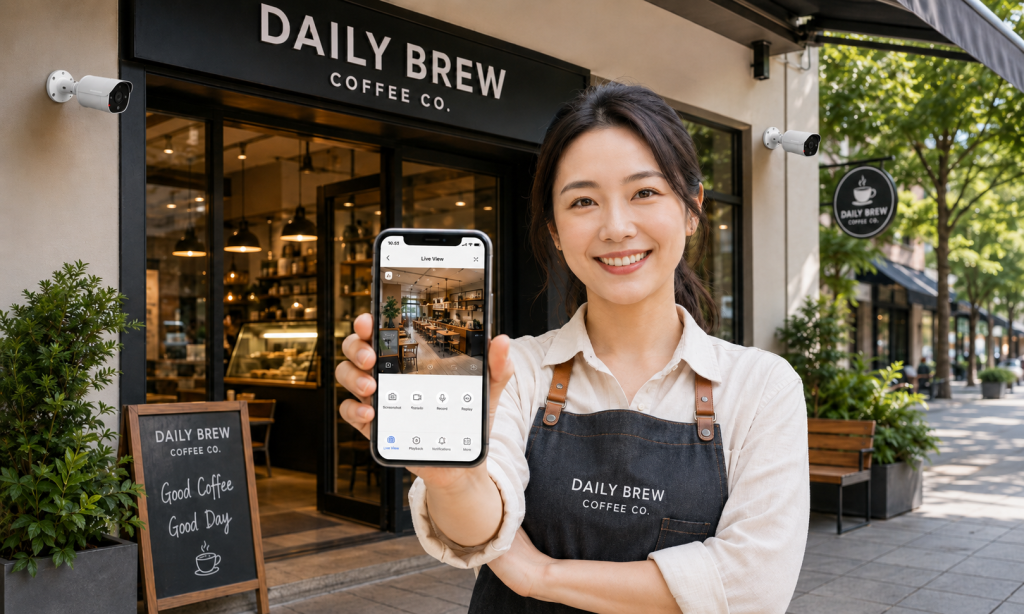 店家監控方案 監視器與WiFi整合示意圖