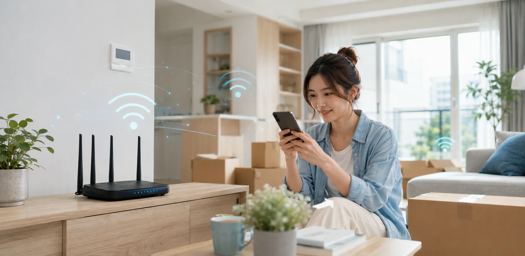 新家裝網路前檢查地址、路由器與 Wi-Fi 覆蓋的家庭情境