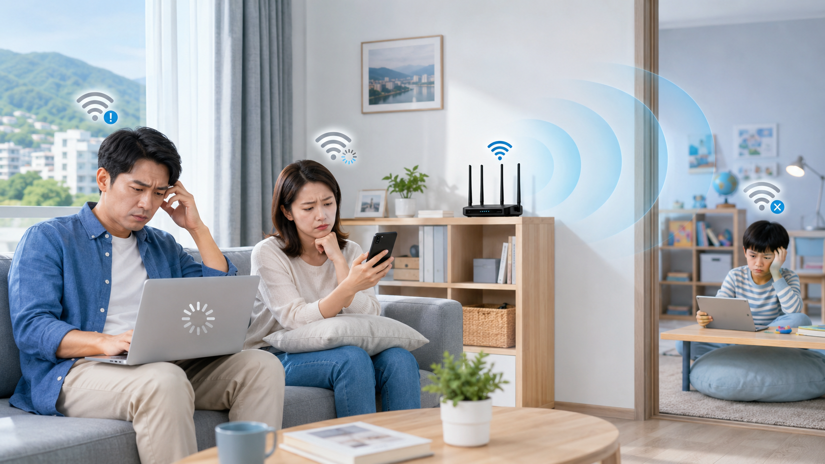 汐止家庭 Wi-Fi 訊號不好示意圖