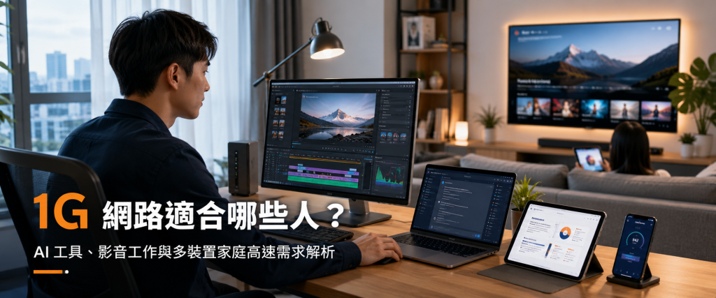 1G網路適合哪些人？AI工具、影音工作與多裝置家庭的高速需求解析