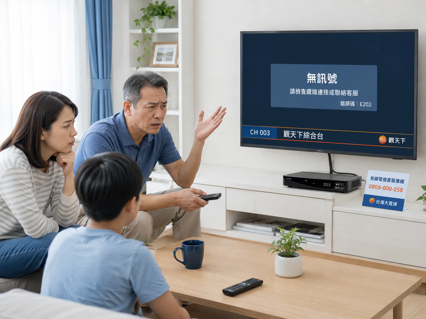 第四台無法收視顯示無訊號時家庭進行有線電視障礙排除示意圖